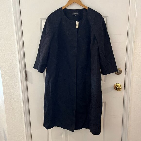 Talbots Woman's Plus-Size Black Tapestry Long-Lined Jacket/Cardigan Sz 16 - Picture 1 of 10